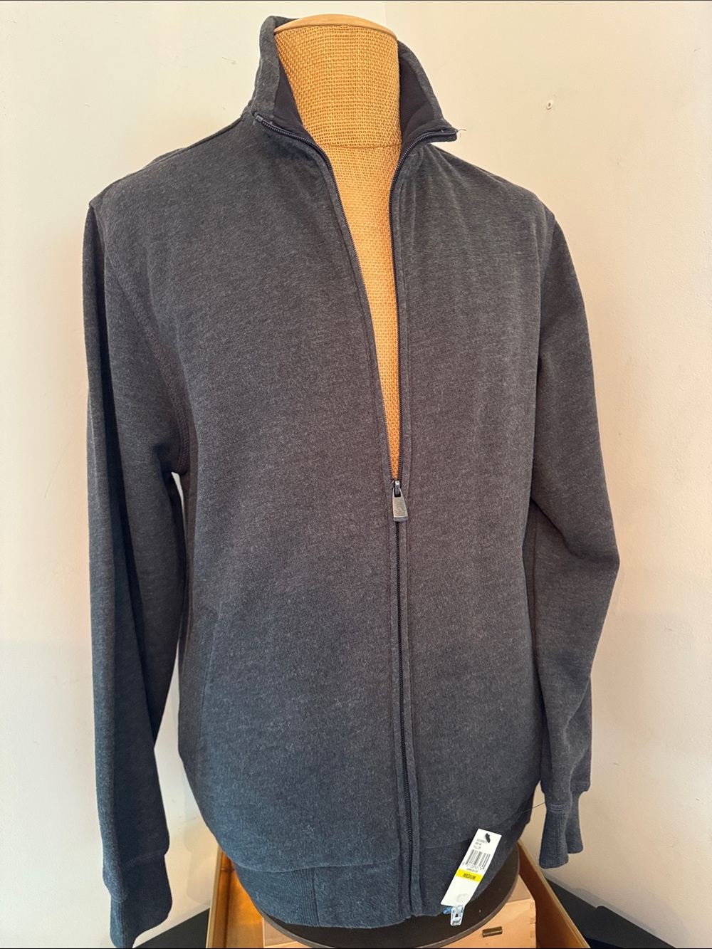 Arrow Men's Full-Zip Sweater Jacket in Dark Gray